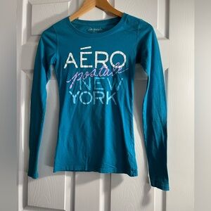 Aeropostale Blue l/Teal Long Sleeve Shirt